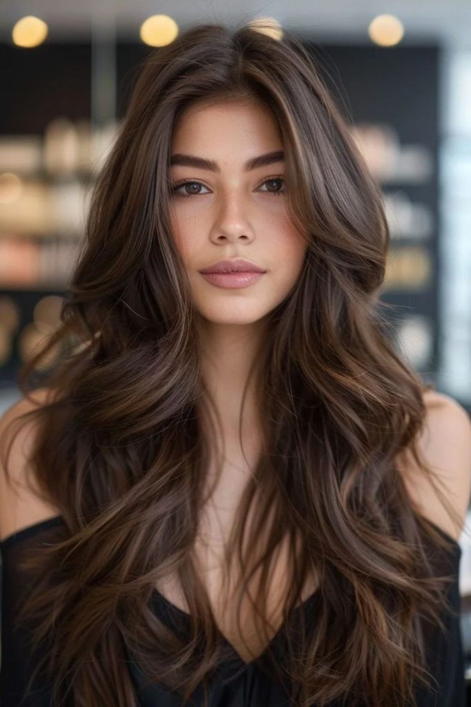 Rich cocoa brown hair with ribbons