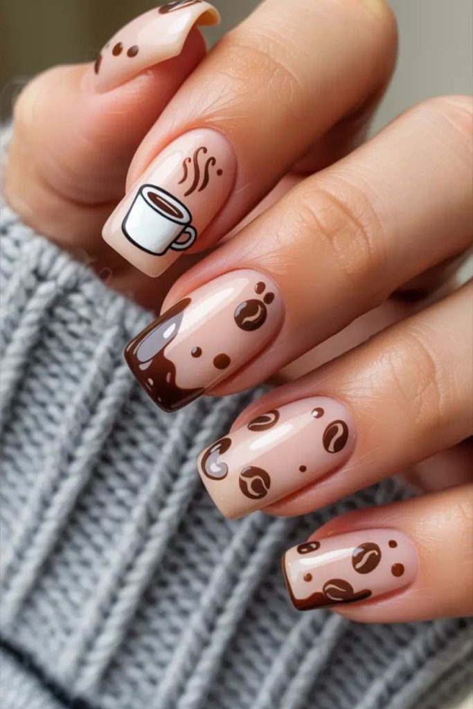 Coffee cup classroom nail design.