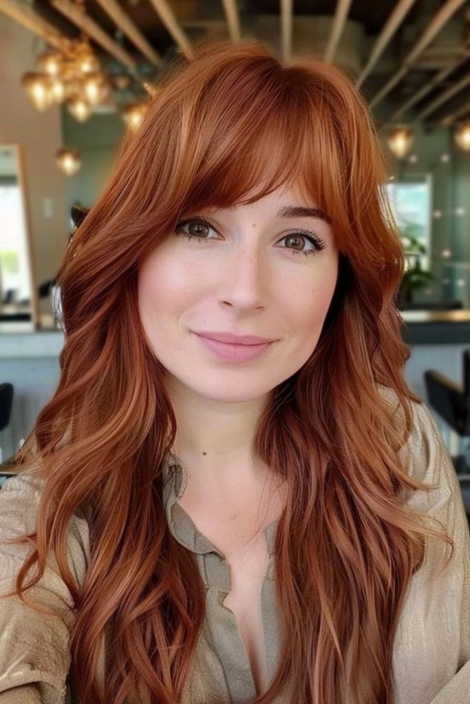 Copper Flame Sweep with vibrant copper hair.