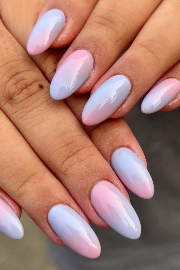 Cotton candy pastel ombre nails.