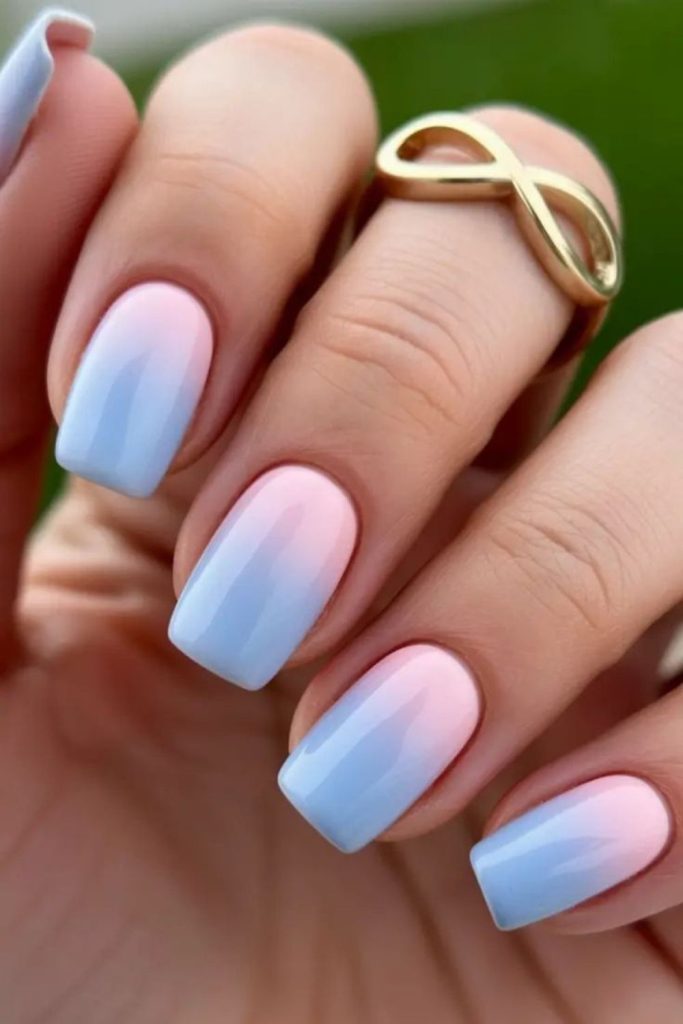 Cotton candy ombré pastel nails.