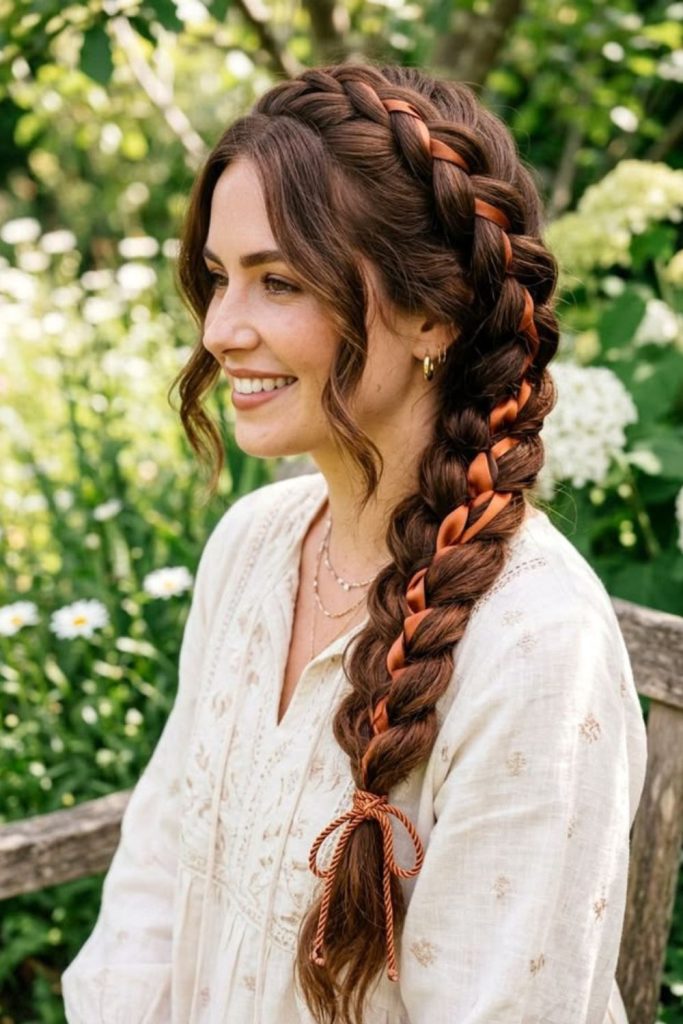 Crimson heritage braided hairstyle.
