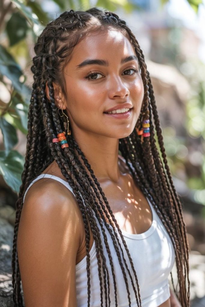 Crisscross crown natural cornrow braid design.