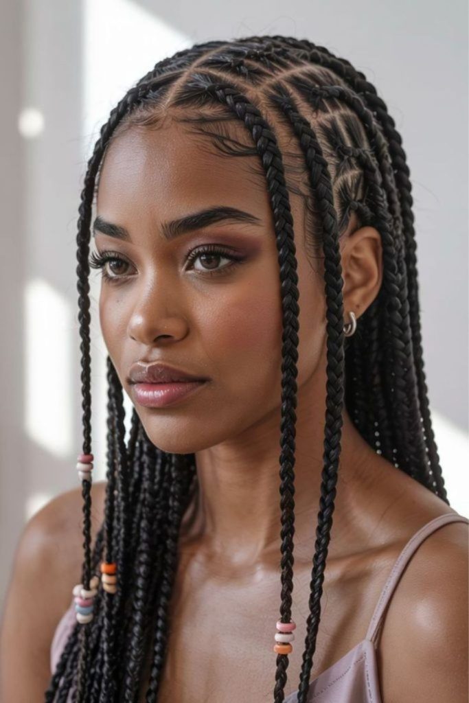 Cross-stitch natural cornrow braid pattern.