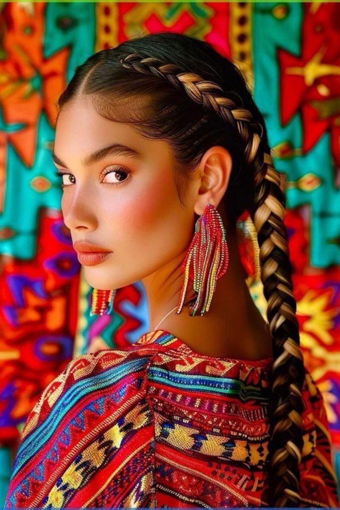 Desert marigold braided hairstyle.