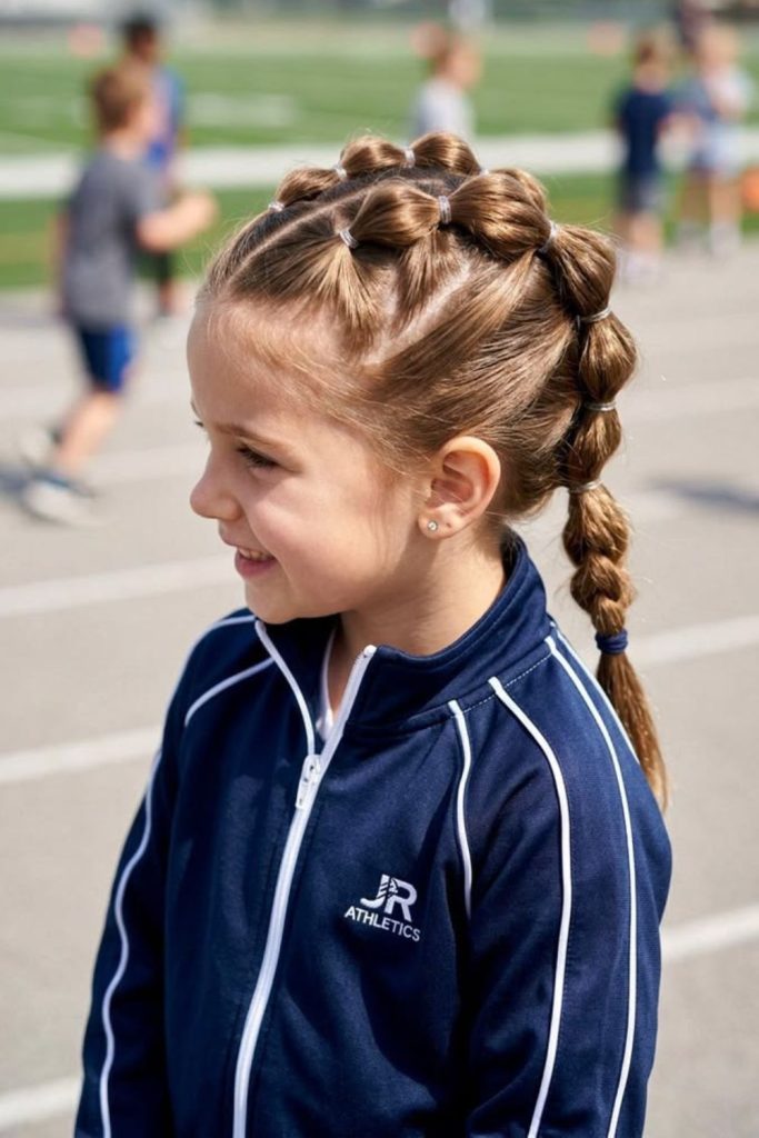 Double bubble braids with elastics.