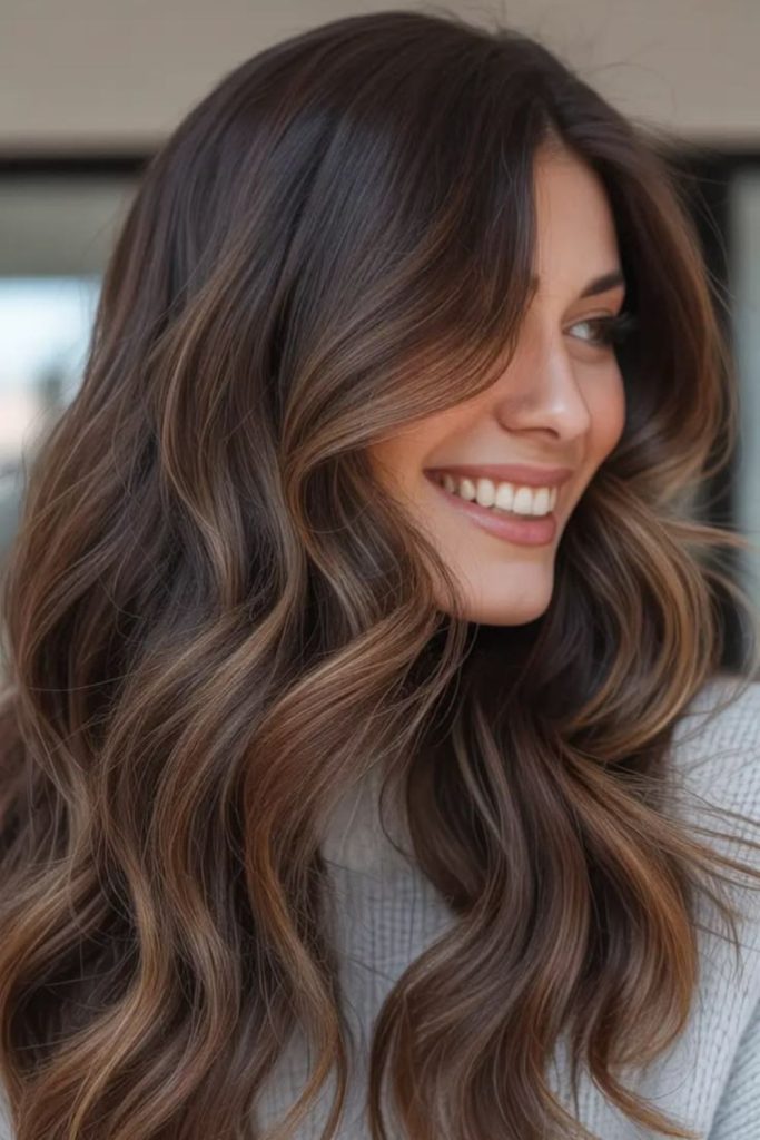 Espresso mocha dimensional brunette hair.