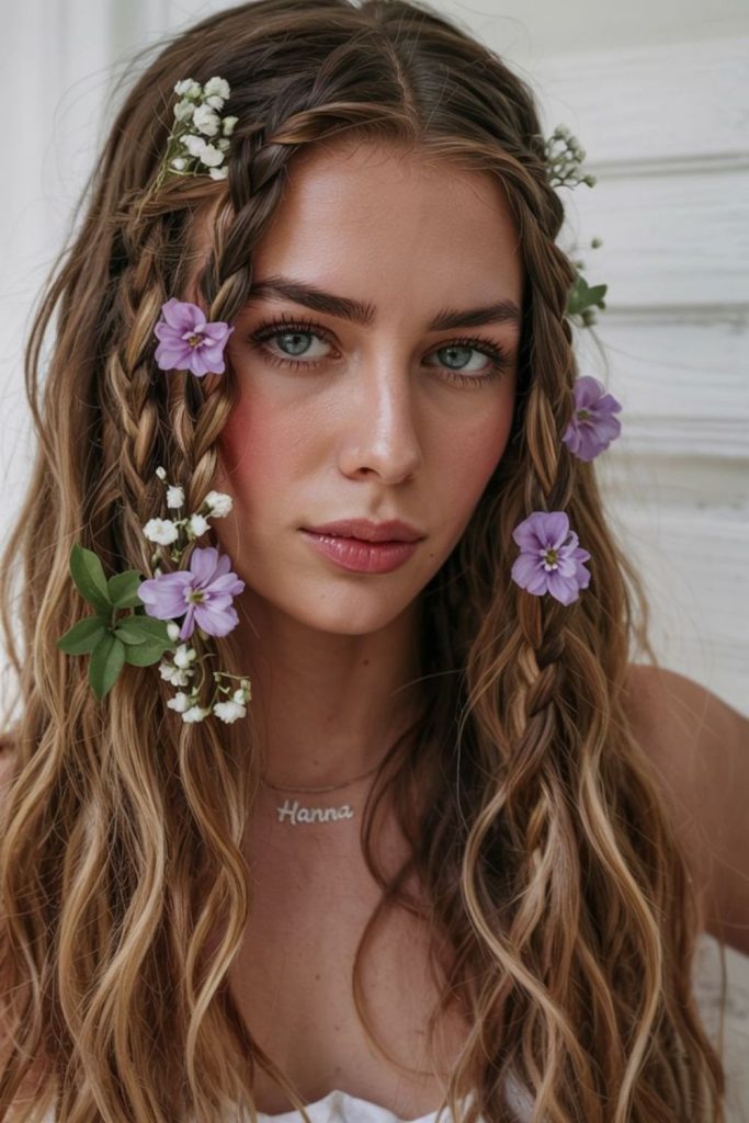 Fairy bloom braids with floral accents.