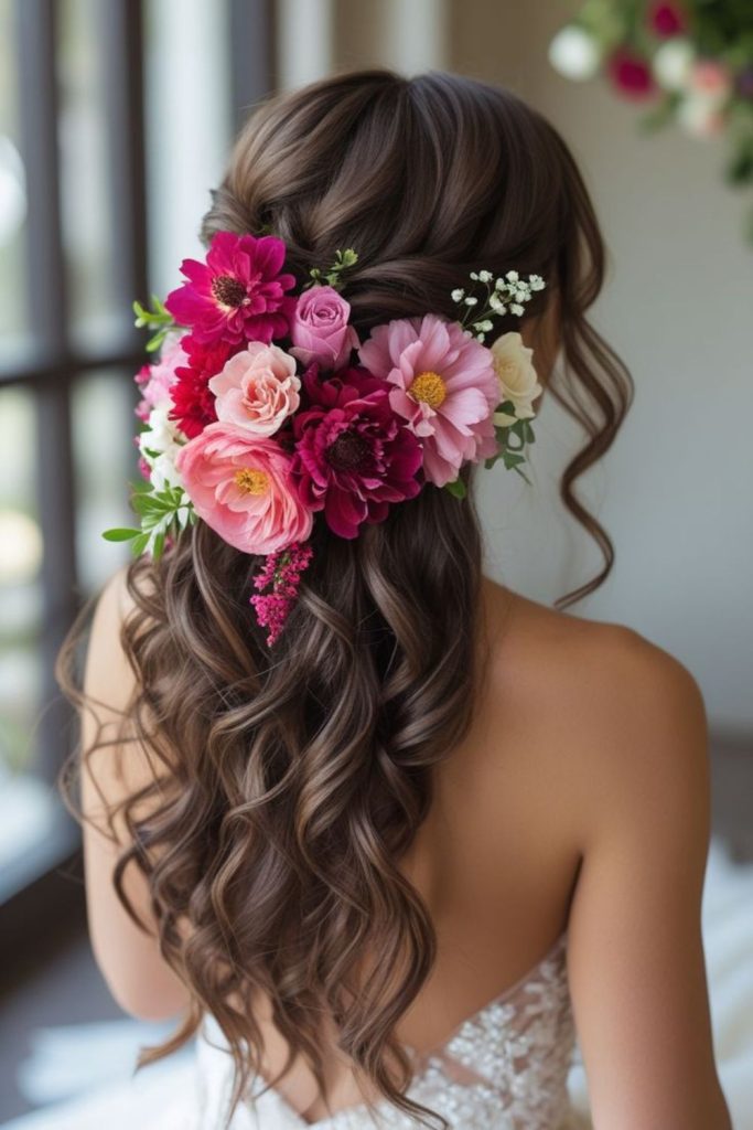 Festival flower woven hairstyle.