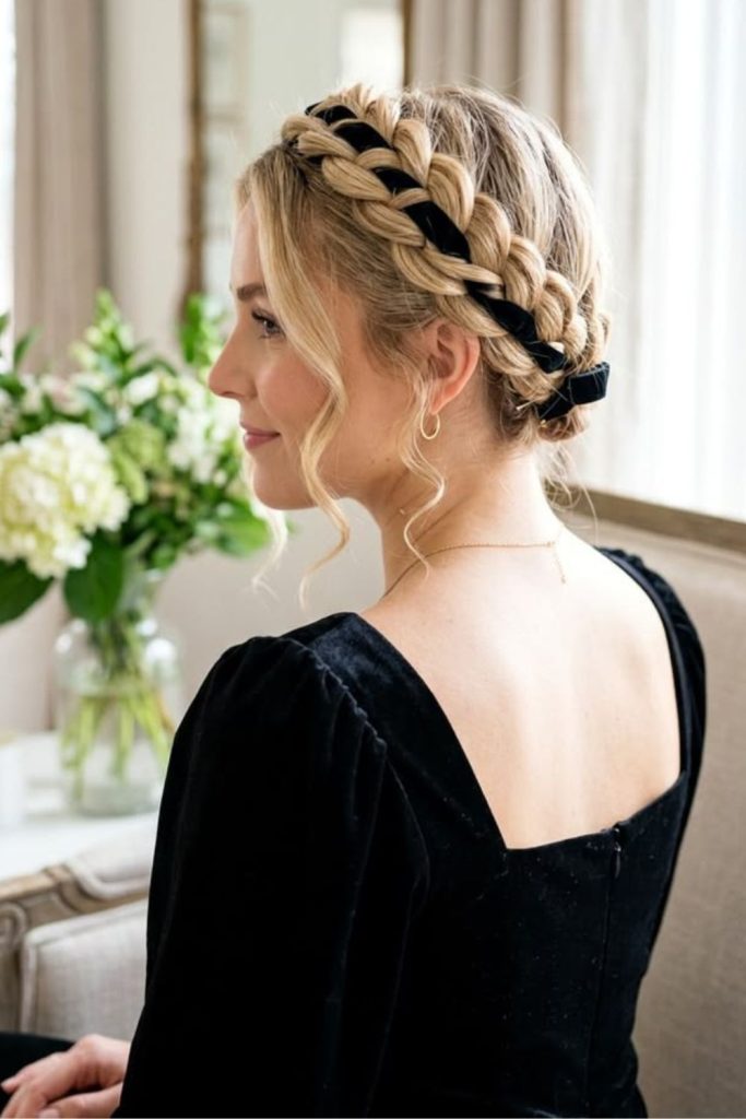 Fiesta ribbon crown braided hairstyle.