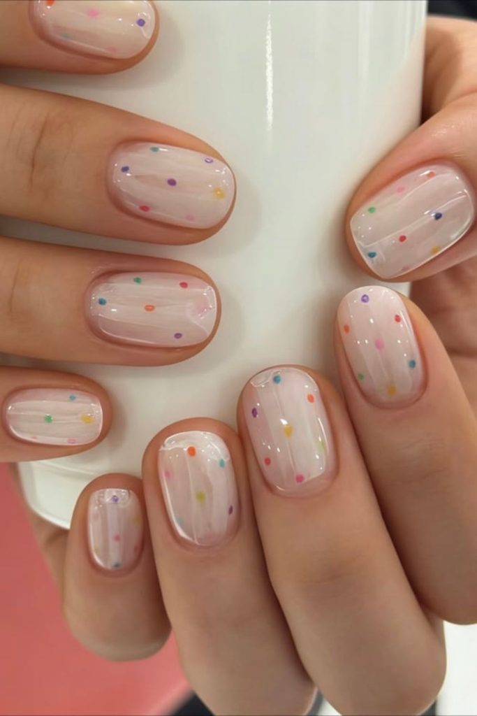 Sparkling first day school nails.