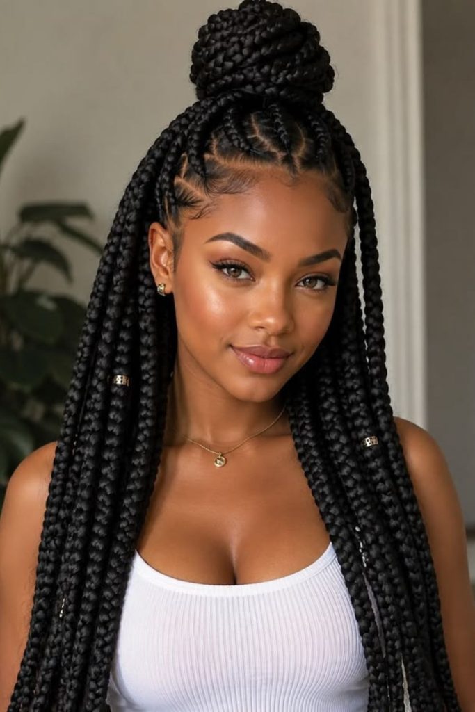 Artistic freestyle natural cornrows.