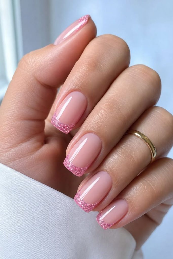 Pink glitter pencil eraser tips.
