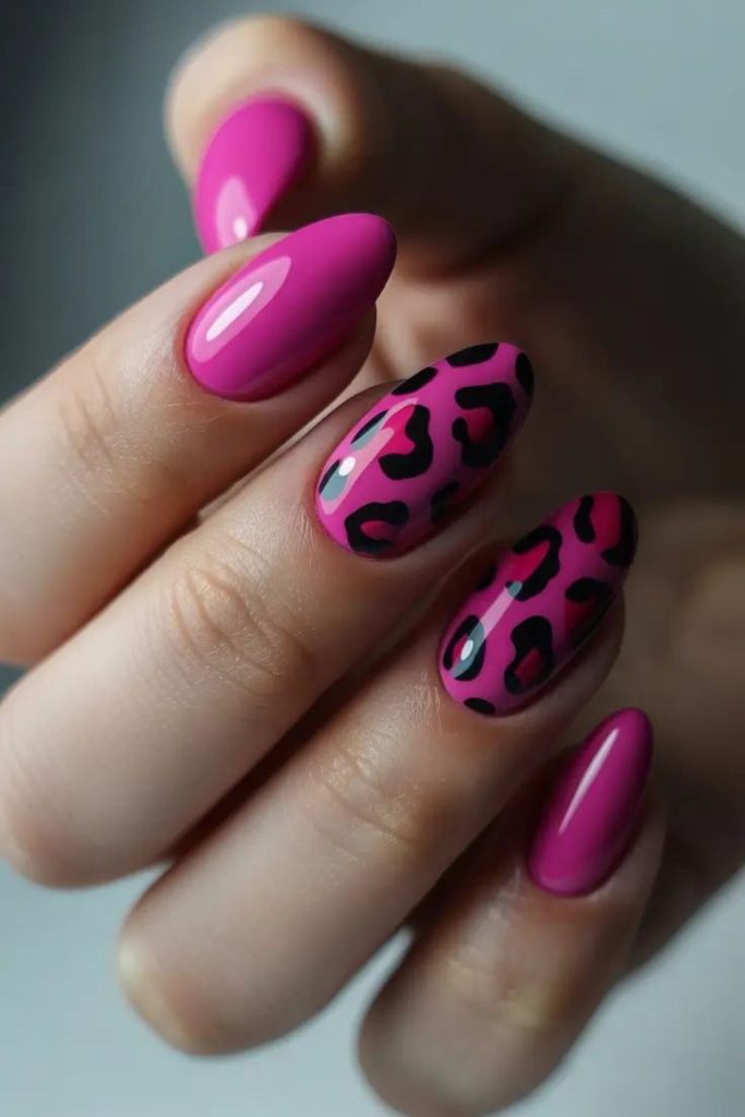 Pink panther short baddie nails