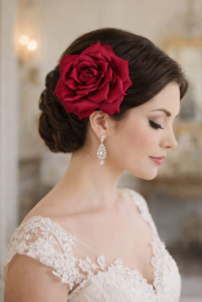 Hacienda rose chignon hairstyle.