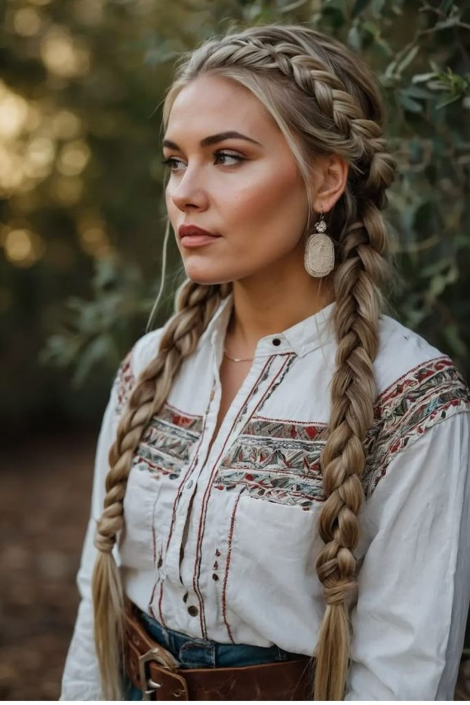 Heritage rope braided Mexican hairstyle.