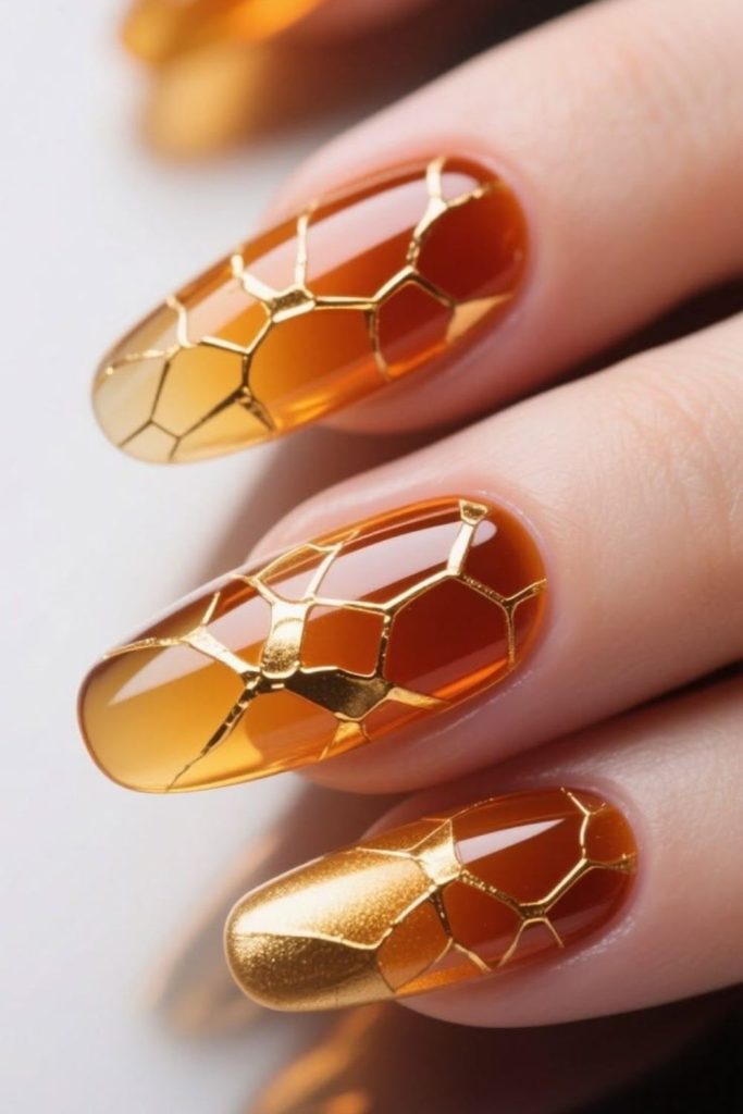Honey mane golden Leo nails