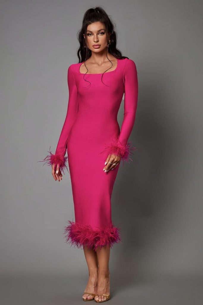 Hot pink bandage dress statement style