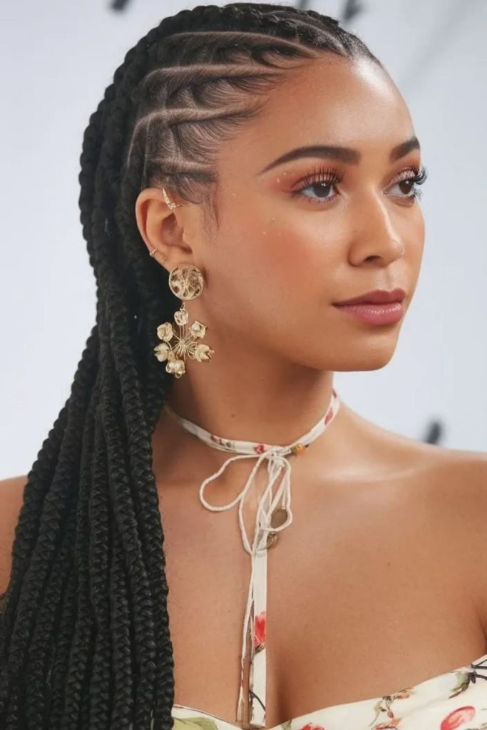 Infinity loop natural cornrow hairstyle.