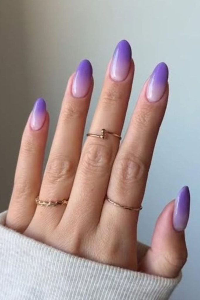 Lavender peach ombré nail design.