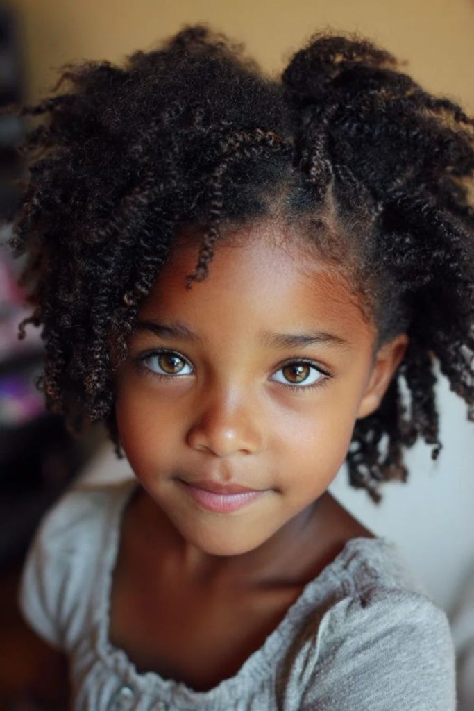 Layered afro with defined coils.