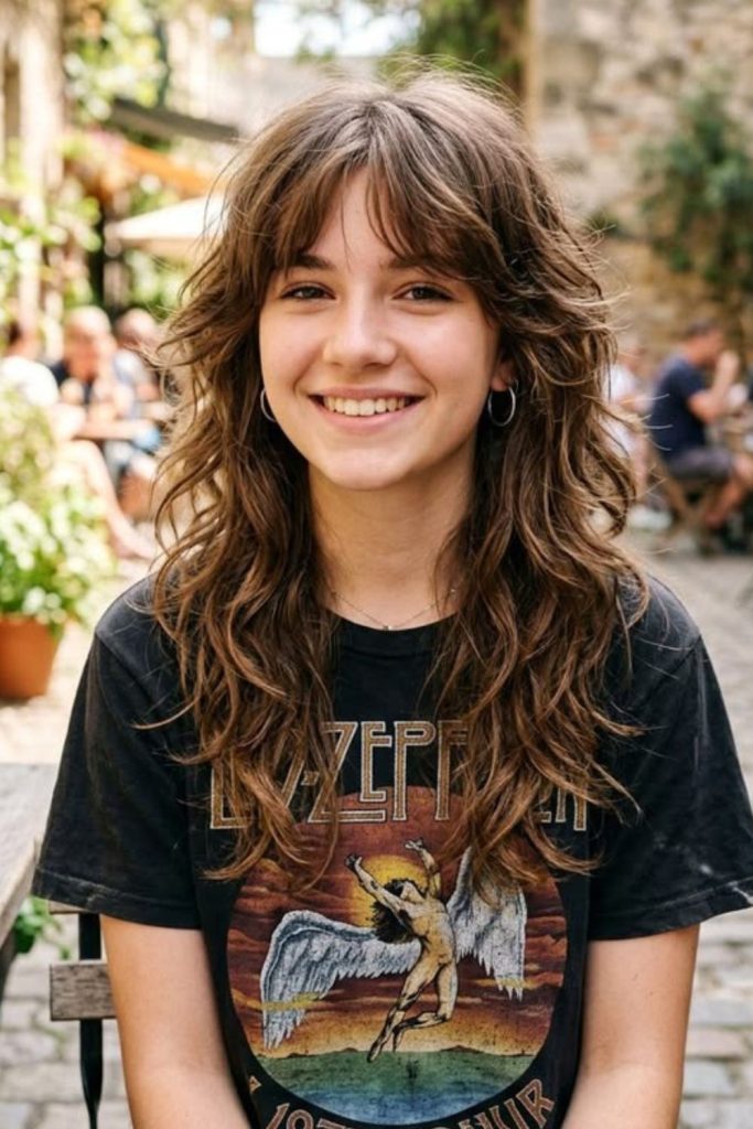 Layered shag haircut with texture.