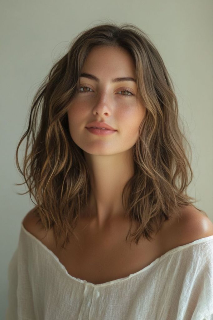 Loose boho waves with braids.