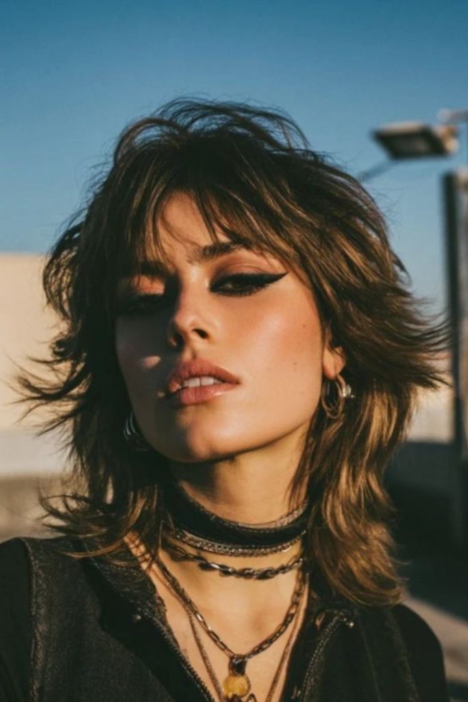 Messy rockstar layers with textured ends.