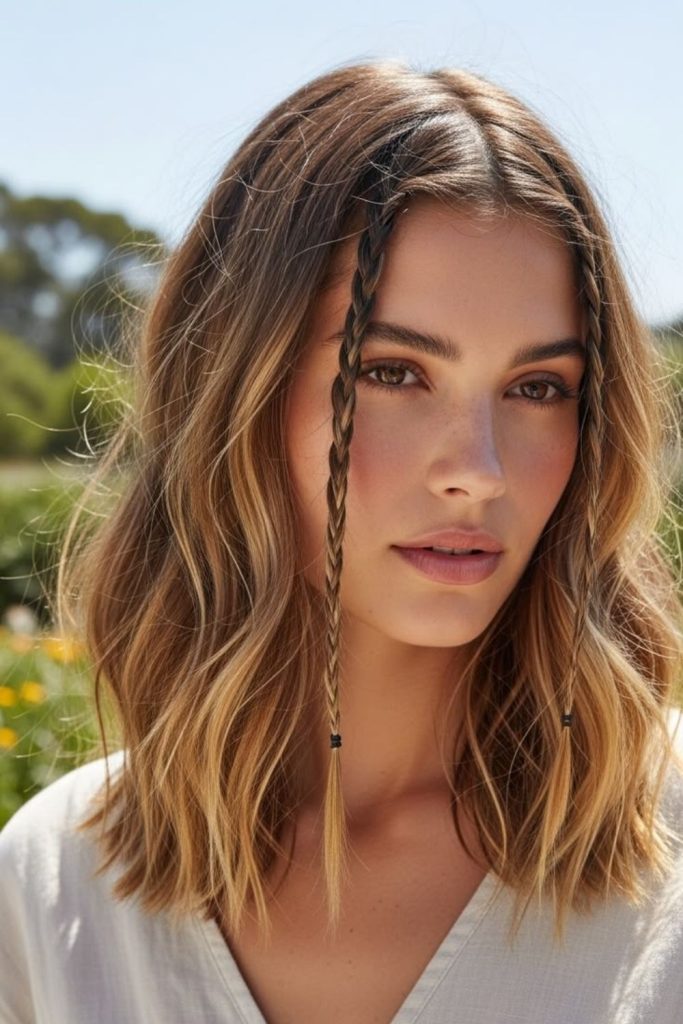 Mini braids with open hair.