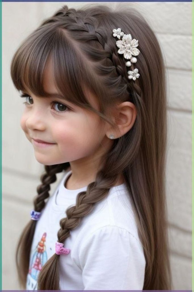 Mini braids with loose hair.