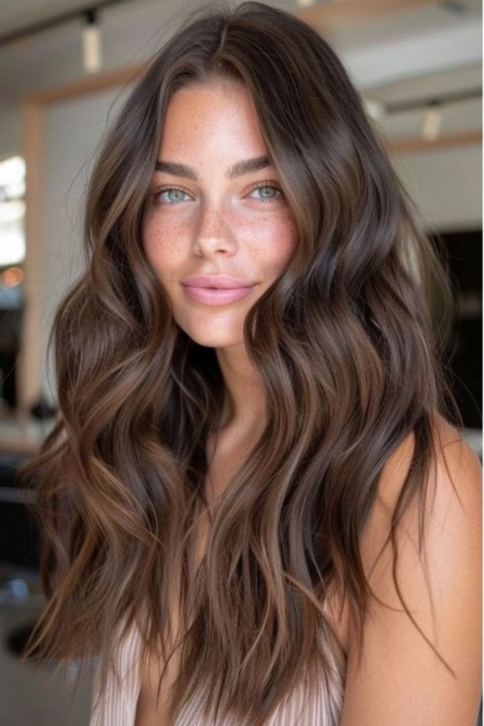 Mocha latte dimensional brunette hairstyle