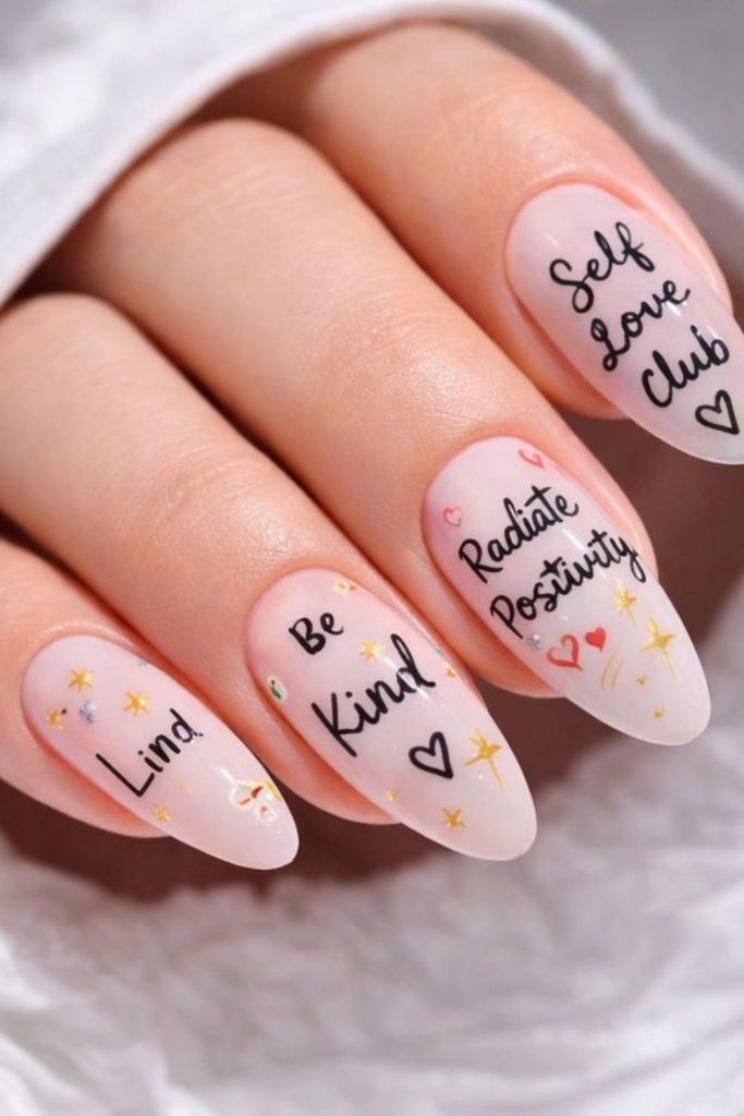 Motivational quote accent teacher nails.