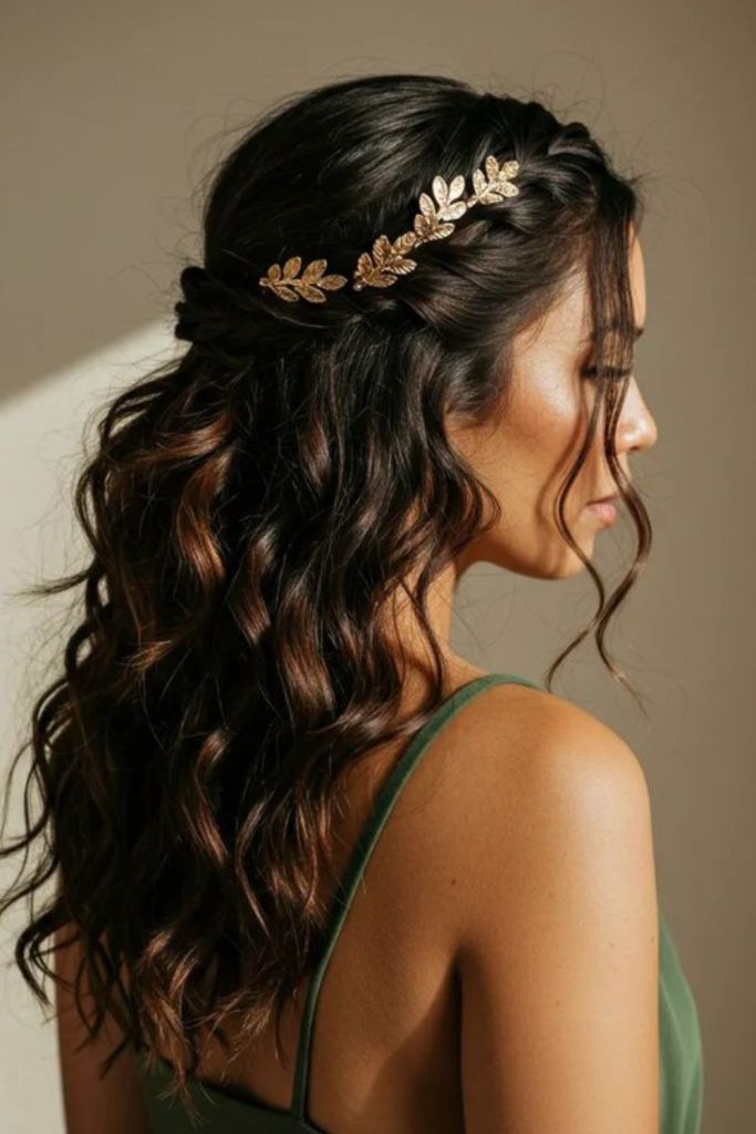 Mystic vine half crown hairstyle.