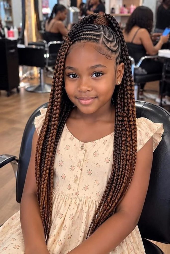 Peekaboo braided pigtails for kids.