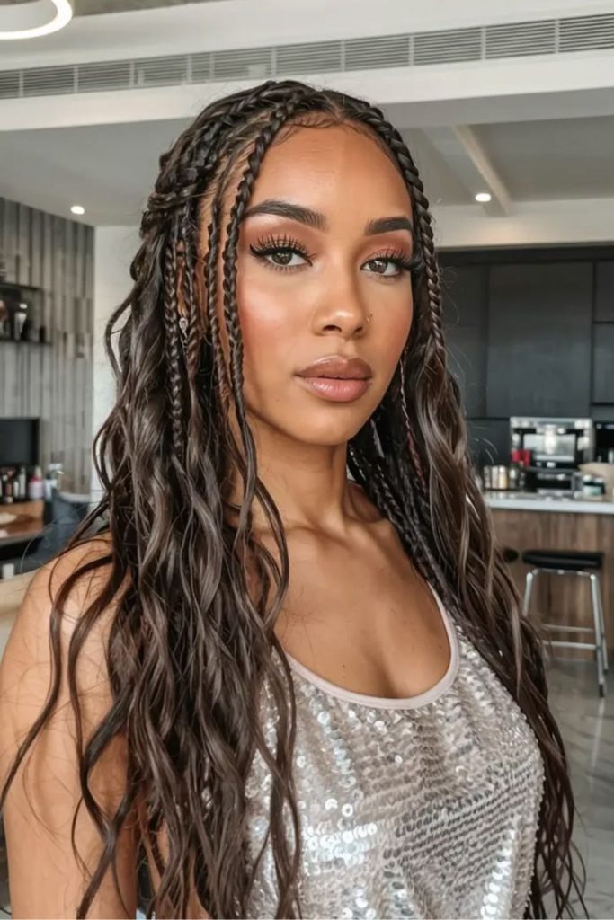Hidden micro braids with bead accents.
