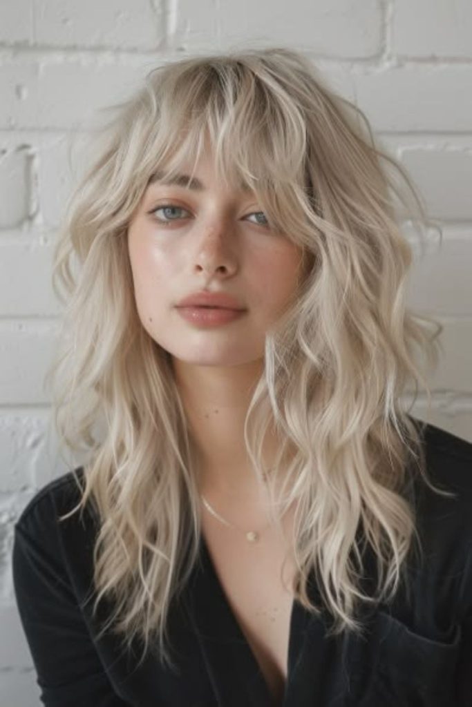 Platinum rebel wolf cut hairstyle.