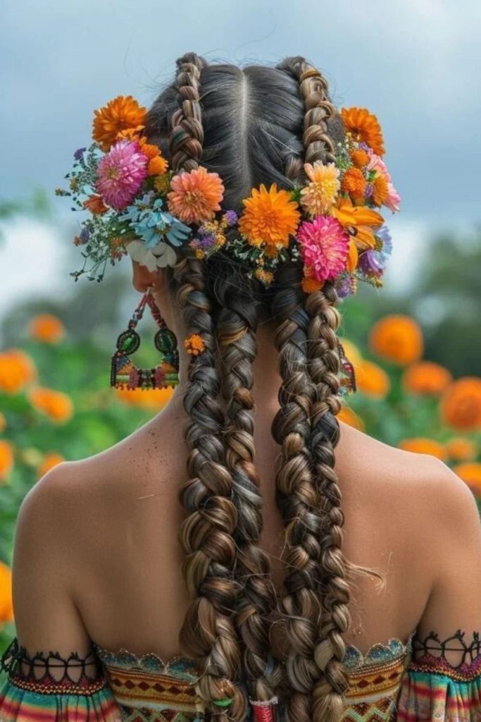 Pueblo blossom braided hairstyle.