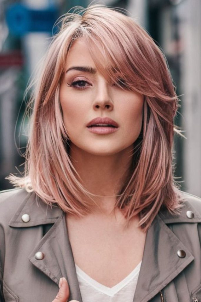 Rose Gold Side Cascade with romantic waves.