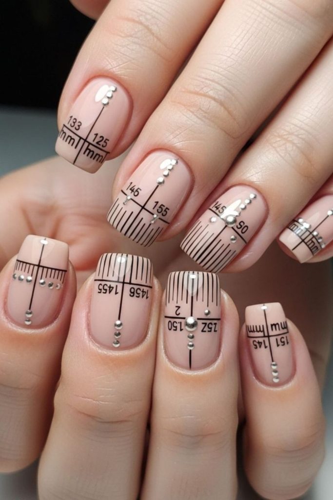 Minimal ruler inspired classroom manicure.