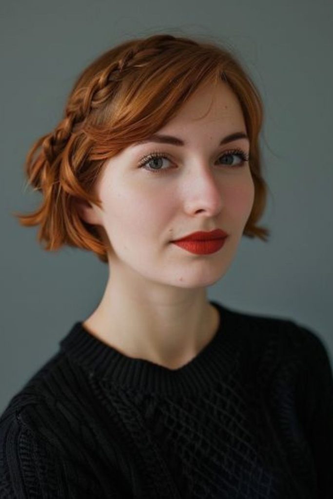 Side braided pixie haircut style.