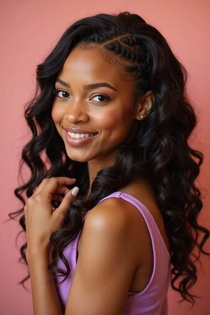 Side part  twists protective hairstyle.
