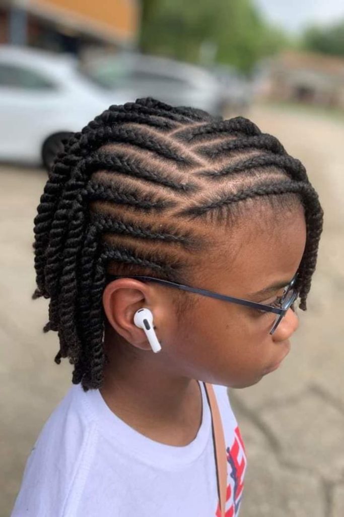 Side swept flat twist crown.