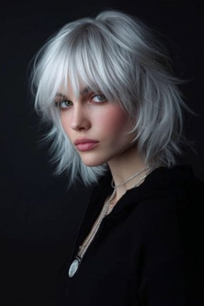 Silver gothic bob with icy colour.