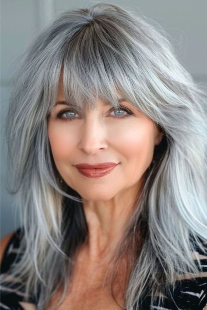 Silver Moon Cascade with flowing gray hair.