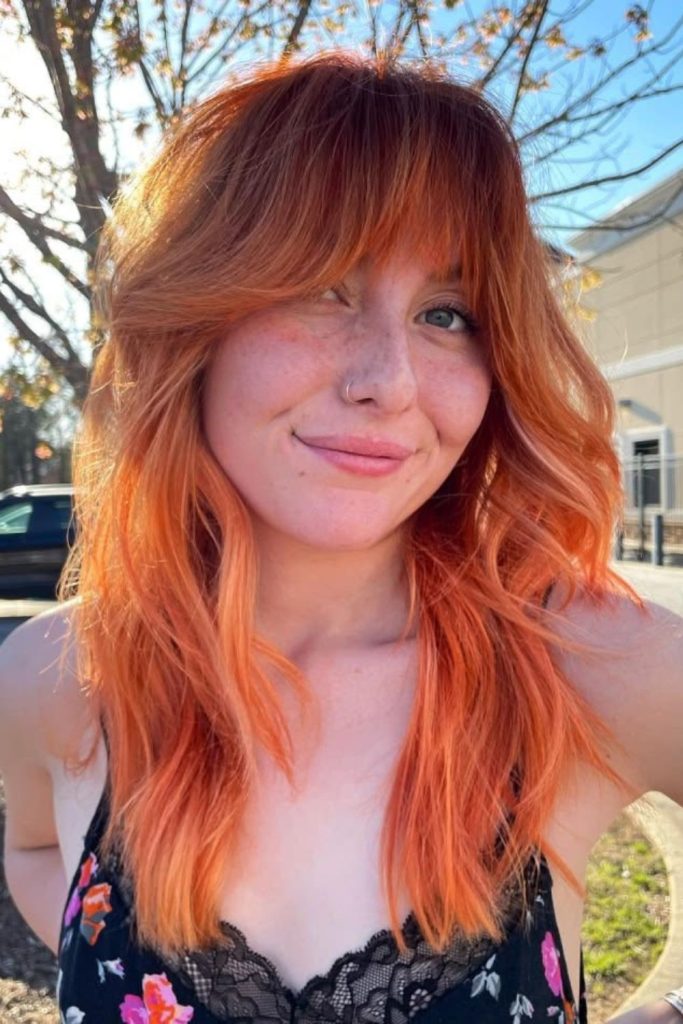 Sunset ombre wolf cut hairstyle.