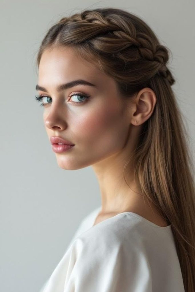 Dutch braided crown hairstyle for school.