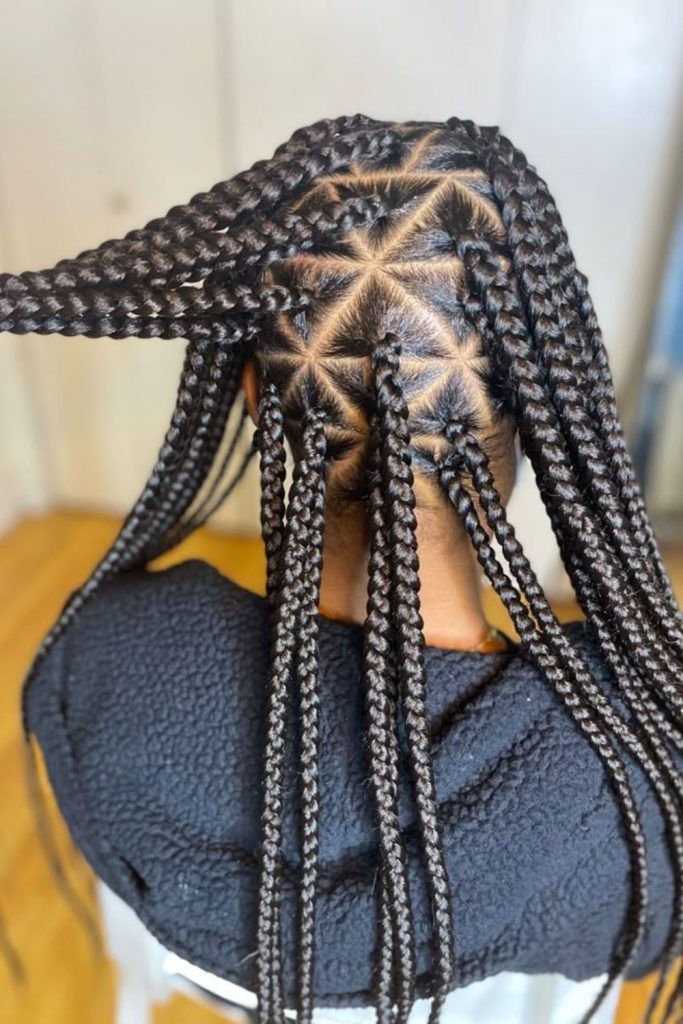 Triangle part box braids style.