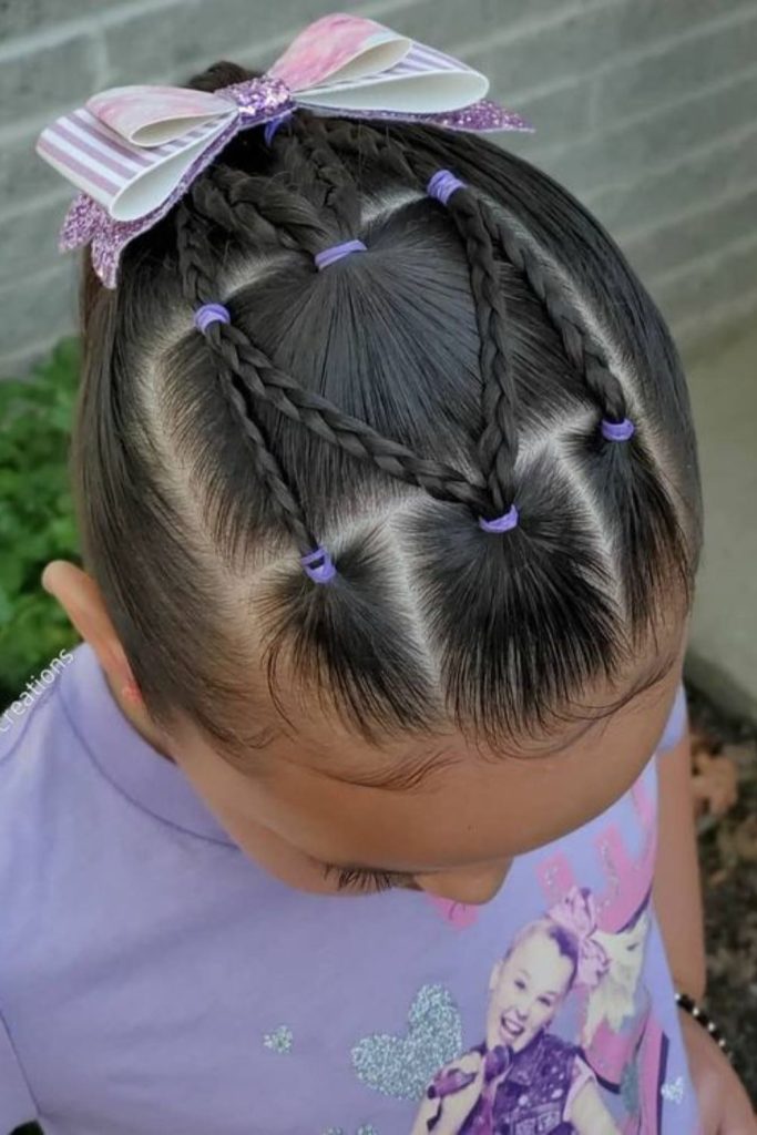 Triple ponytail ladder hairstyle design.