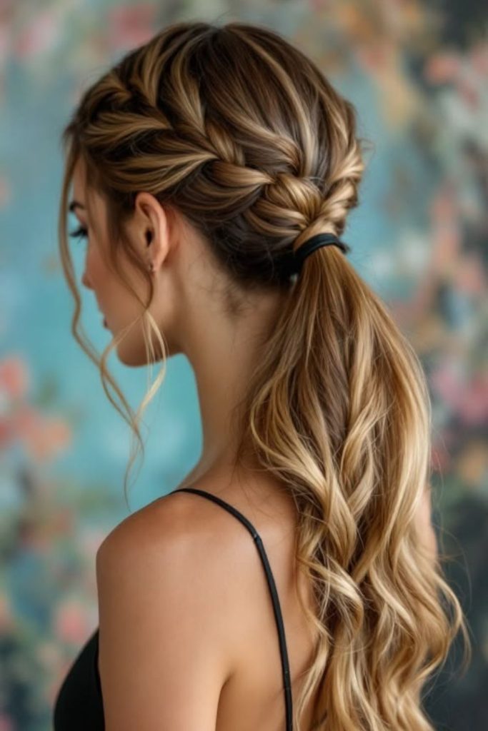 Twinkling rope pony with shimmering twists.