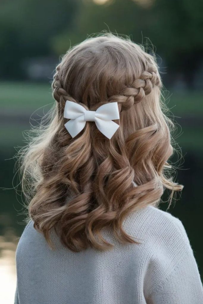 Twisted crown hairstyle for school girls.
